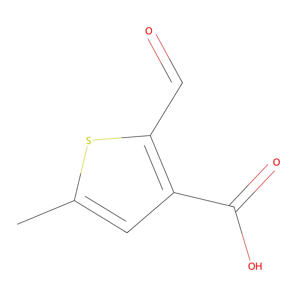 2-Formyl-5-methylthiophene-3-carboxylic acid molecular structure, CAS 509083-56-1