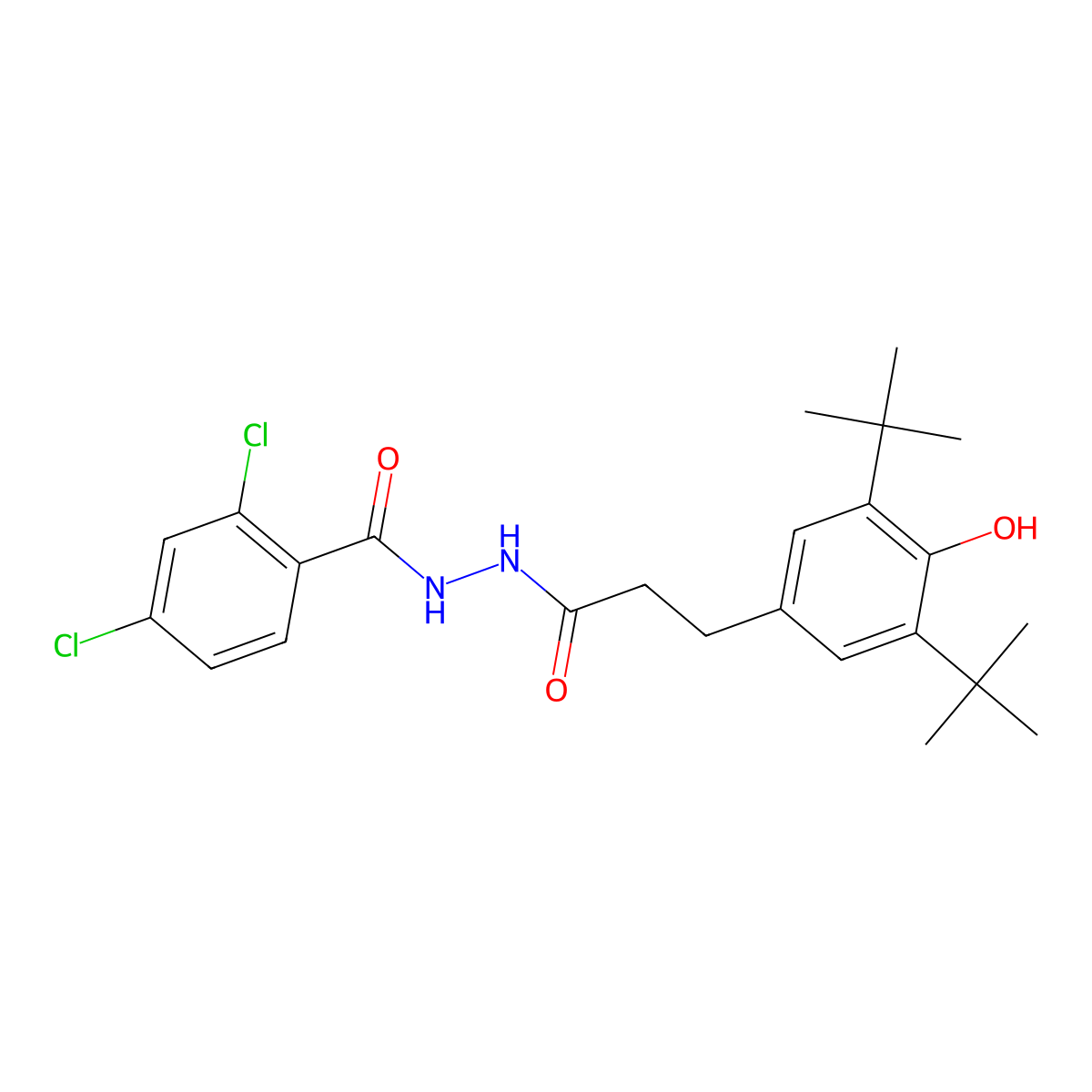 2,4-dichloro-N'-[3-(3,5-di-tert-butyl-4-hydroxyphenyl)propanoyl]benzohydrazide molecular structure, CAS 50909-53-0