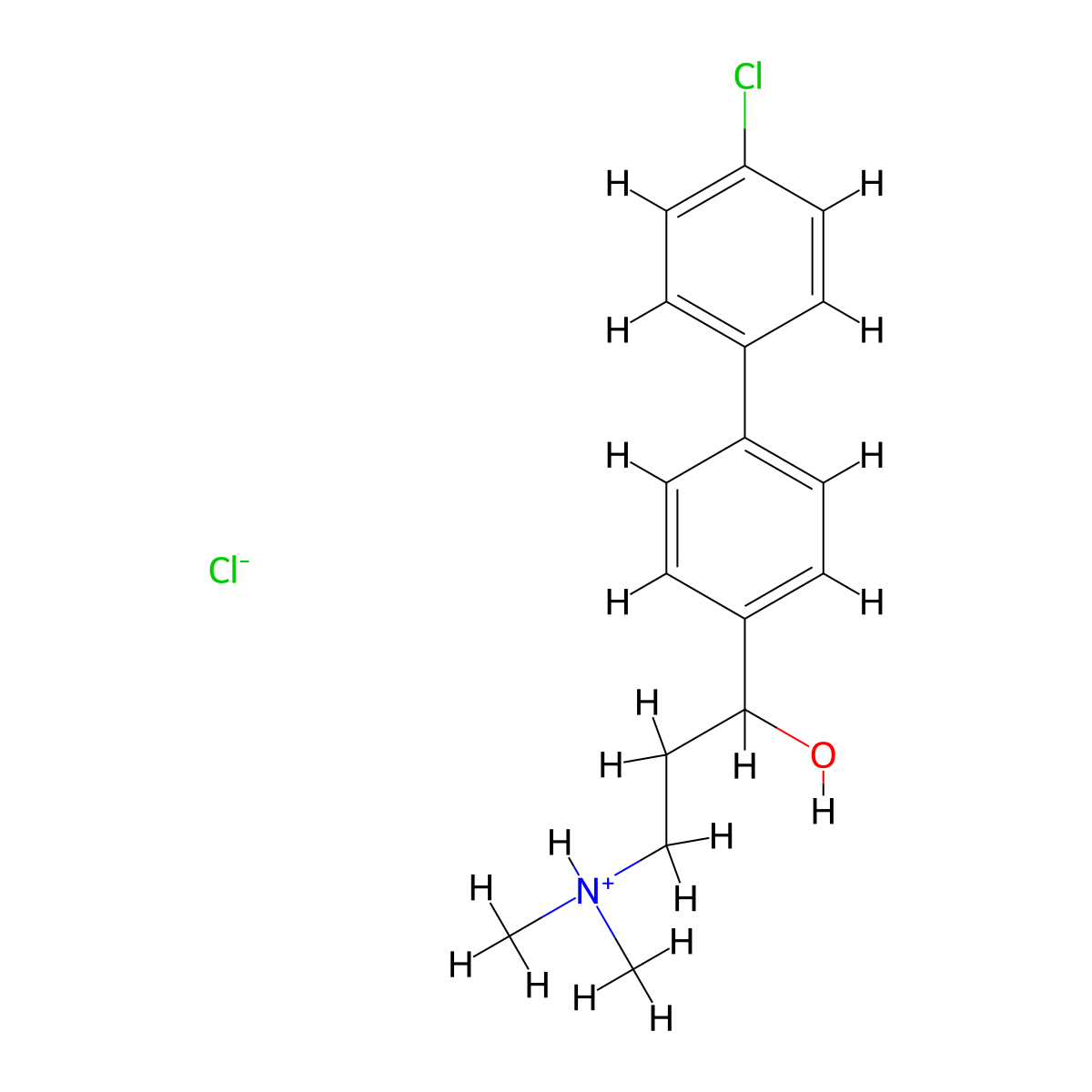 4-Biphenylmethanol, 4'-chloro-alpha-(2-(dimethylamino)ethyl)-, hydrochloride molecular structure, CAS 50910-23-1