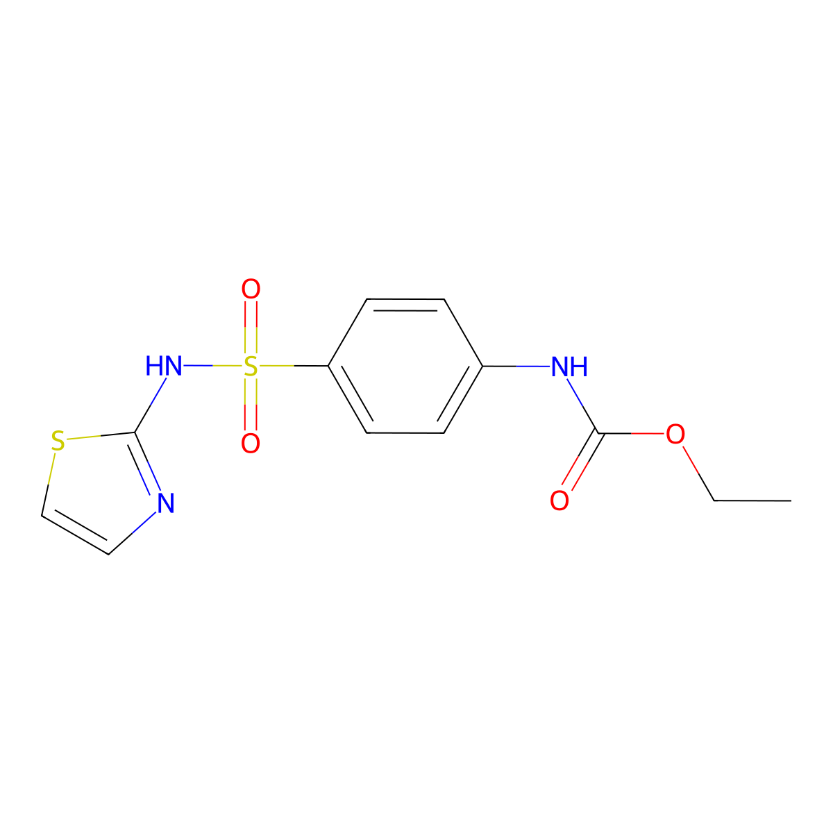 Ethyl 4-[(1,3-thiazol-2-ylamino)sulfonyl]phenylcarbamate molecular structure, CAS 50910-46-8
