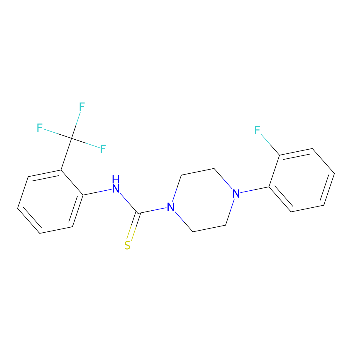 4-(2-fluorophenyl)-N-[2-(trifluoromethyl)phenyl]piperazine-1-carbothioamide molecular structure, CAS 509102-07-2