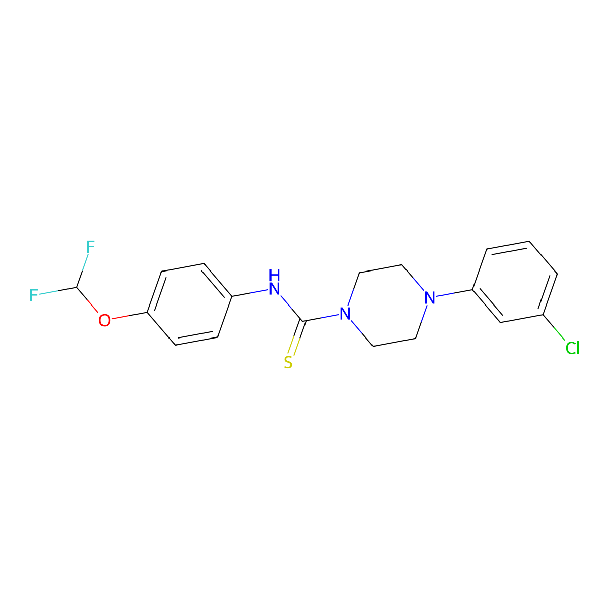 4-(3-chlorophenyl)-N-[4-(difluoromethoxy)phenyl]piperazine-1-carbothioamide molecular structure, CAS 509104-50-1