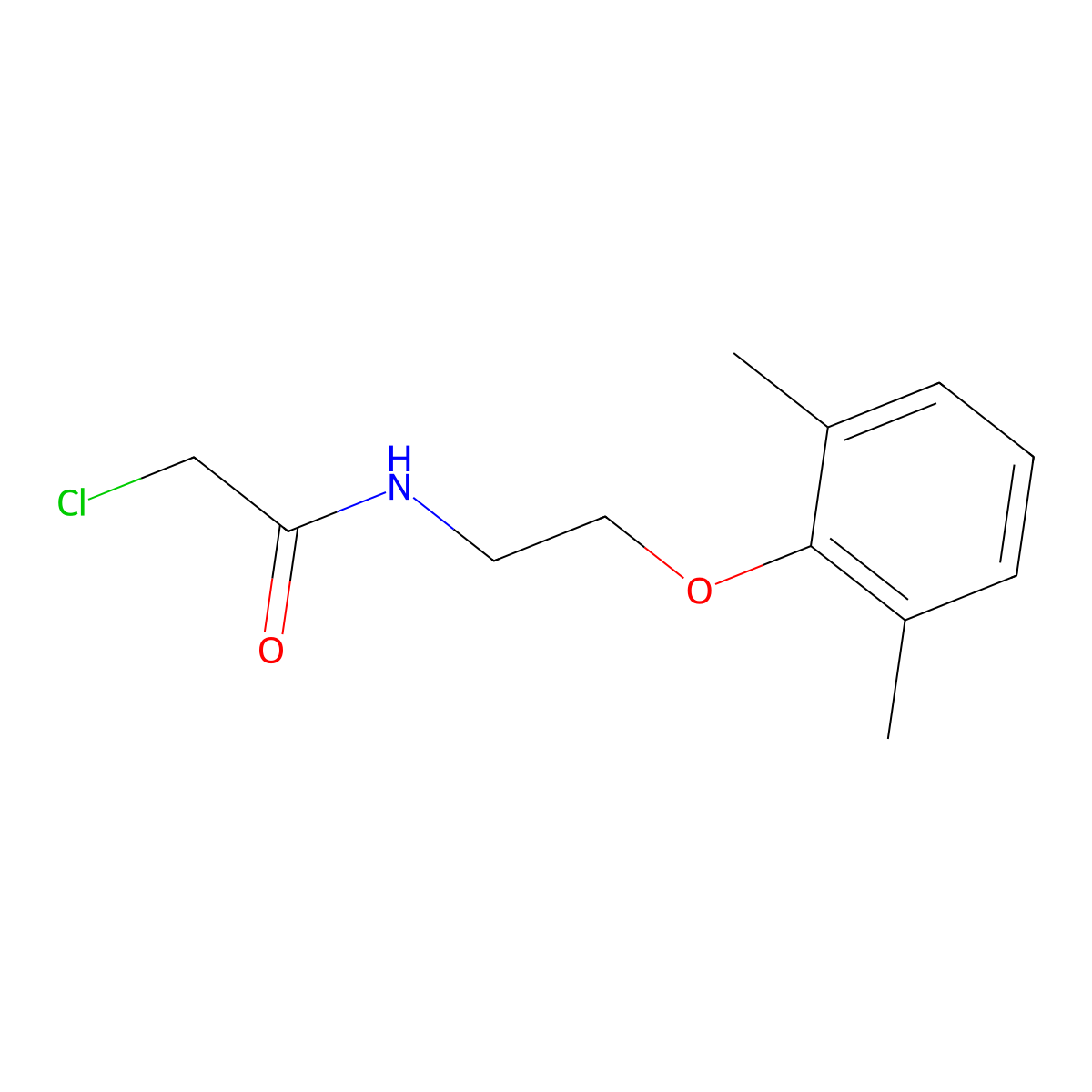 2-chloro-N-[2-(2,6-dimethylphenoxy)ethyl]acetamide molecular structure, CAS 50911-75-6