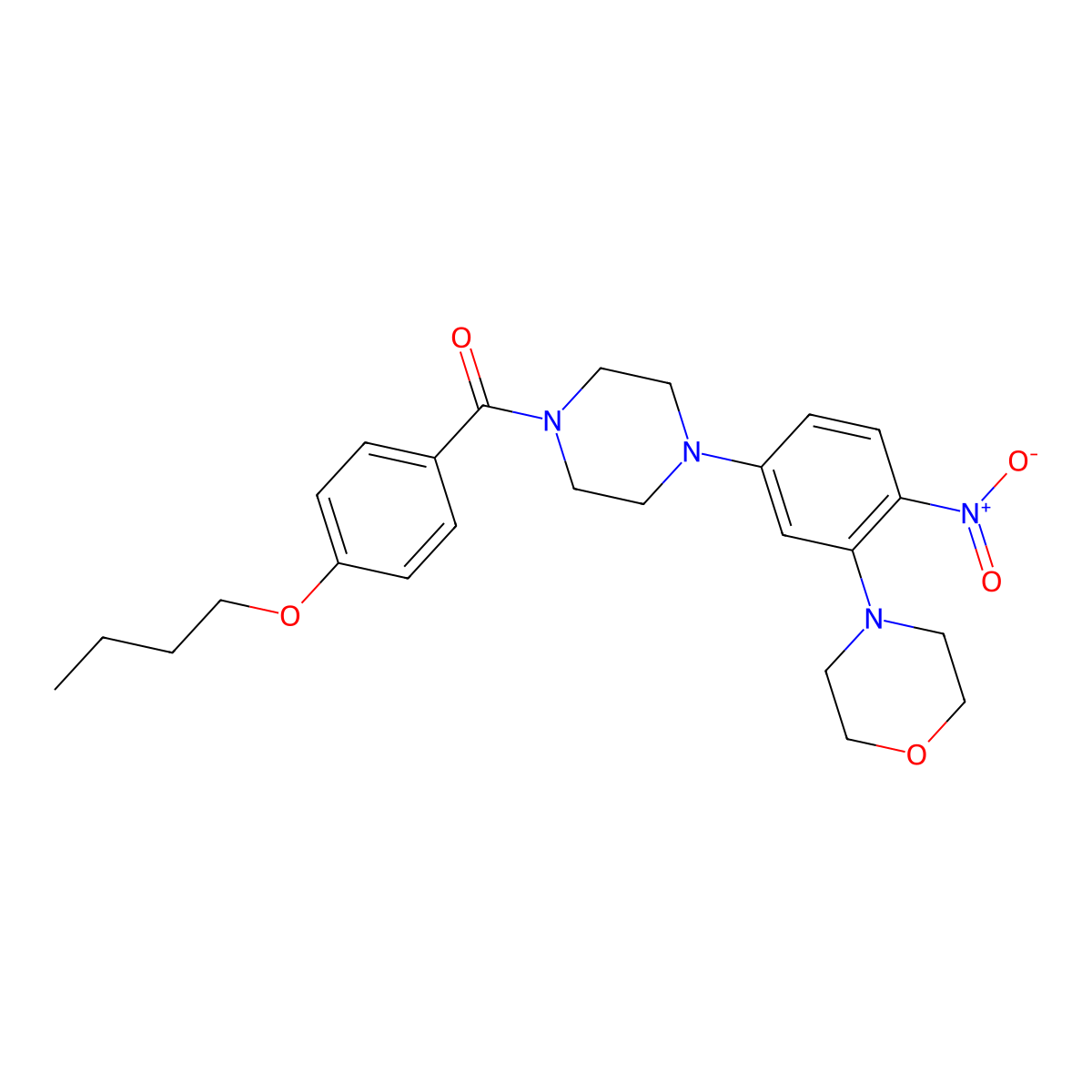 (4-Butoxyphenyl)-[4-(3-morpholin-4-yl-4-nitrophenyl)piperazin-1-yl]methanone molecular structure, CAS 509113-22-8