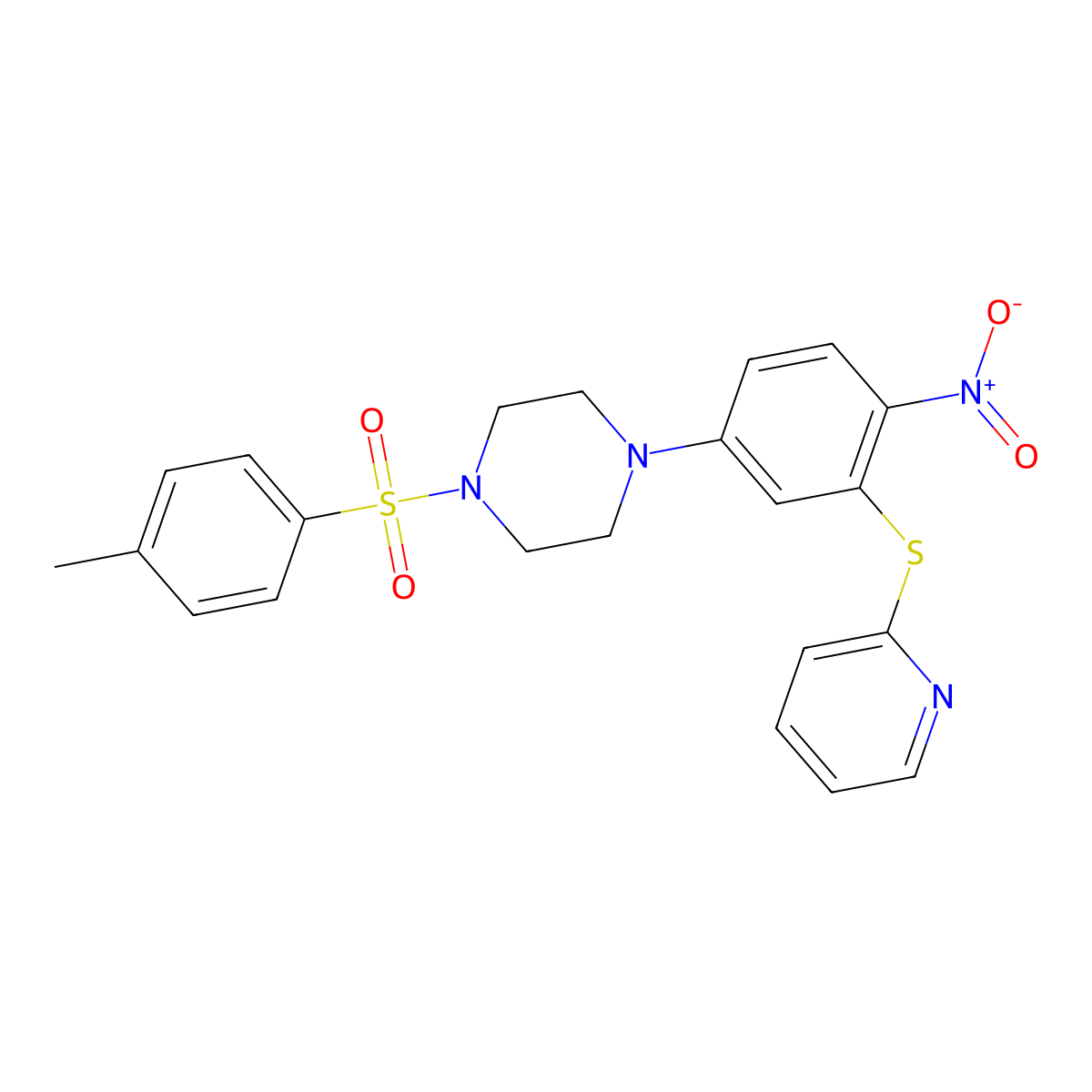1-(4-Methylphenyl)sulfonyl-4-(4-nitro-3-pyridin-2-ylsulfanylphenyl)piperazine molecular structure, CAS 509113-35-3