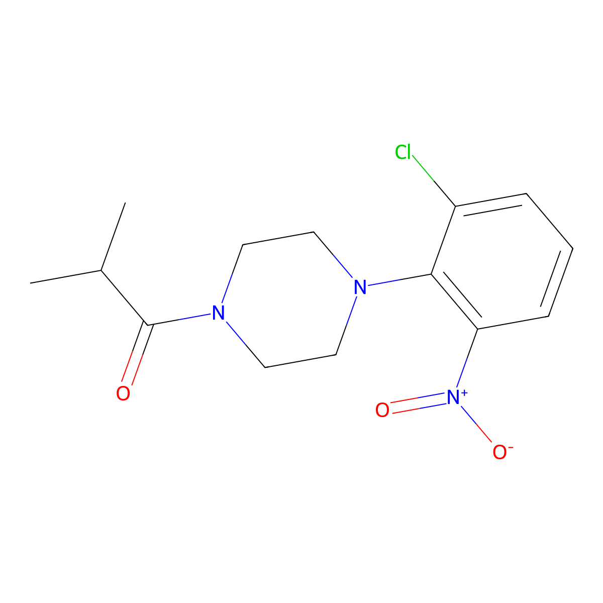 1-[4-(2-Chloro-6-nitrophenyl)piperazin-1-yl]-2-methylpropan-1-one molecular structure, CAS 509113-42-2