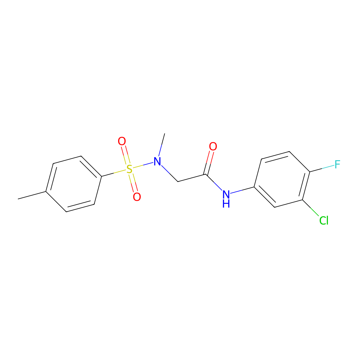 N-(3-chloro-4-fluorophenyl)-2-[methyl-(4-methylphenyl)sulfonylamino]acetamide molecular structure, CAS 509113-47-7