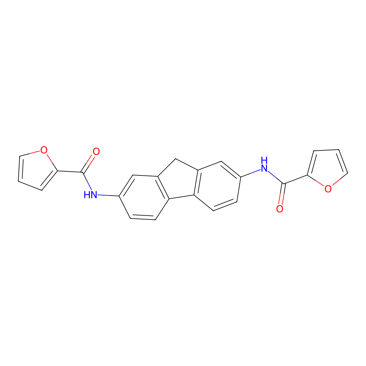 N-[7-(furan-2-carbonylamino)-9H-fluoren-2-yl]furan-2-carboxamide molecular structure, CAS 509113-72-8