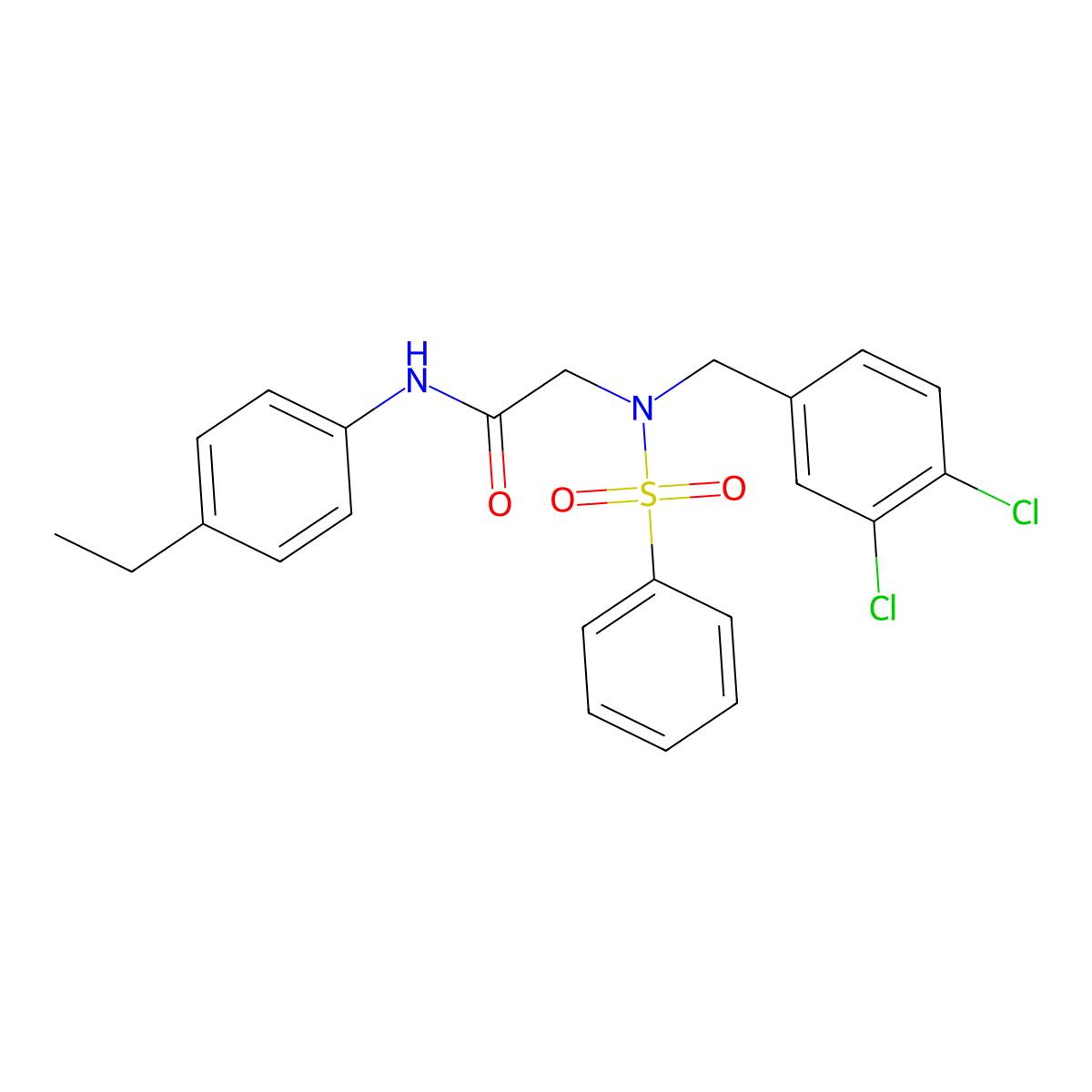 2-[benzenesulfonyl-[(3,4-dichlorophenyl)methyl]amino]-N-(4-ethylphenyl)acetamide molecular structure, CAS 509113-79-5