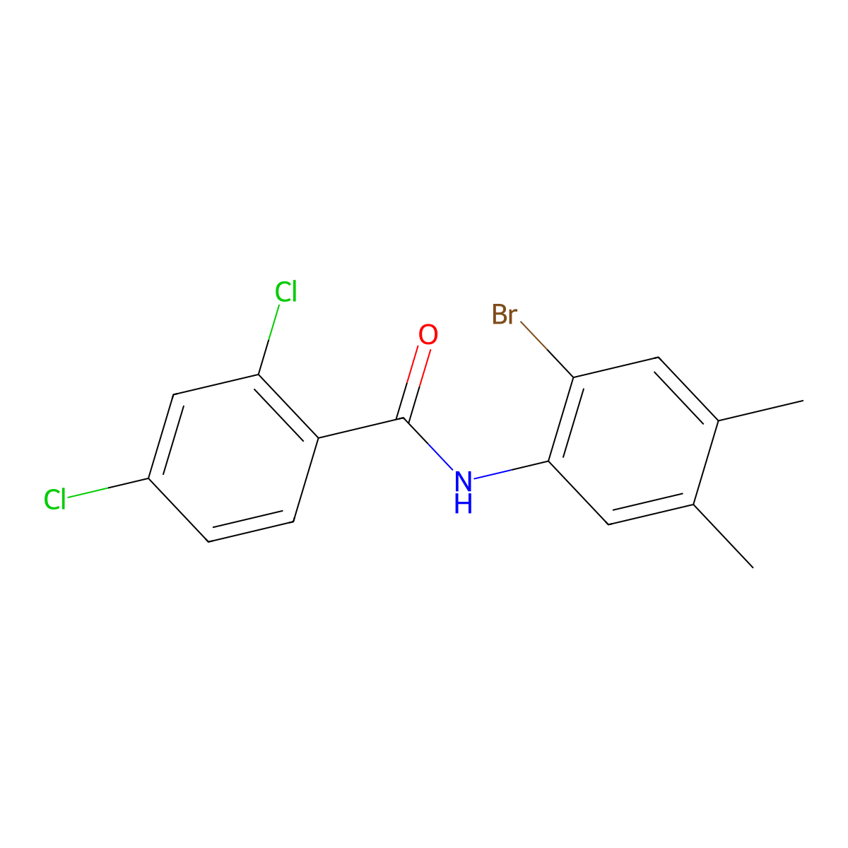 N-(2-bromo-4,5-dimethylphenyl)-2,4-dichlorobenzamide molecular structure, CAS 509113-98-8