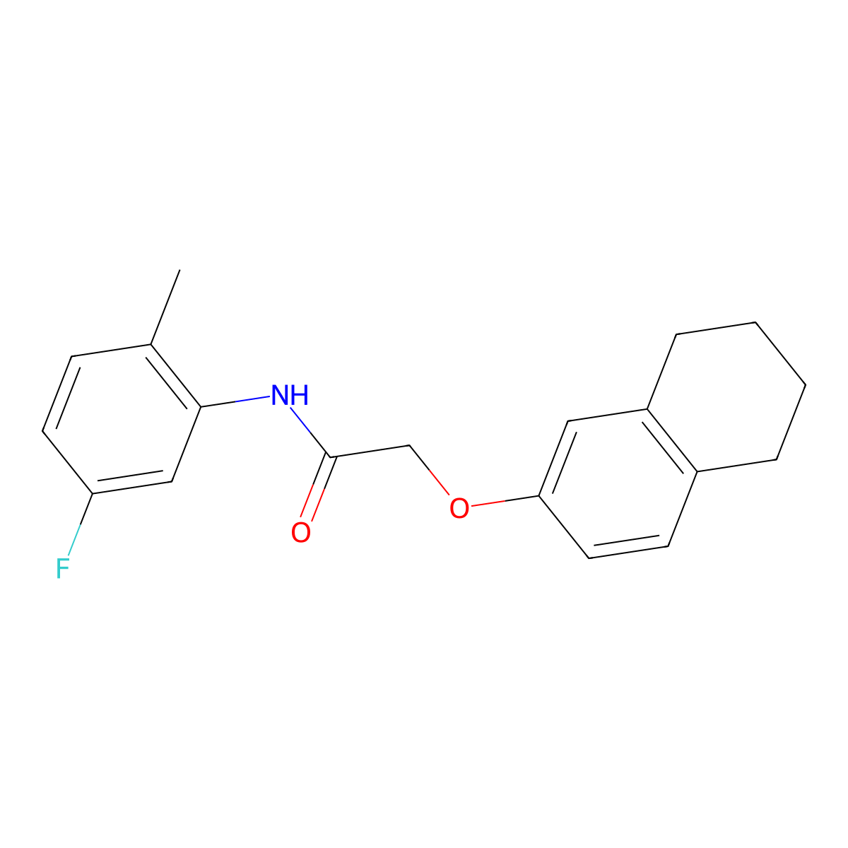 N-(5-fluoro-2-methylphenyl)-2-(5,6,7,8-tetrahydronaphthalen-2-yloxy)acetamide molecular structure, CAS 509114-11-8