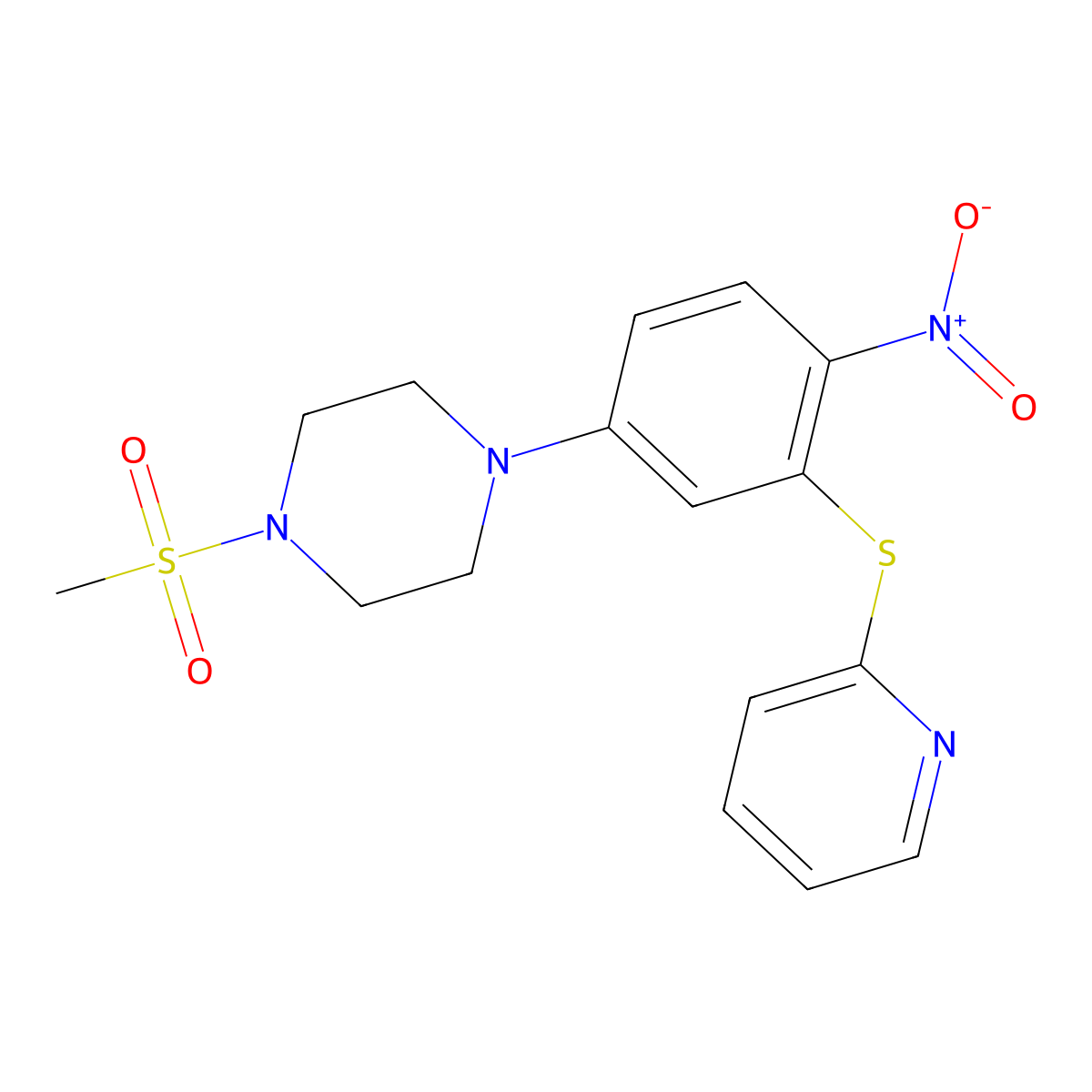 1-Methylsulfonyl-4-(4-nitro-3-pyridin-2-ylsulfanylphenyl)piperazine molecular structure, CAS 509114-16-3