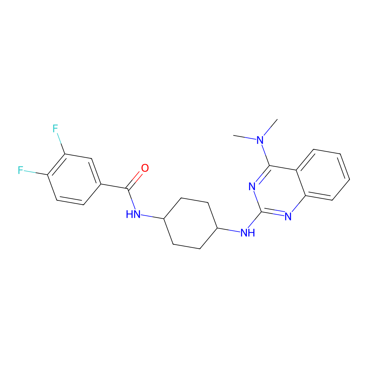 N-(4-((4-(dimethylamino)quinazolin-2-yl)amino)cyclohexyl)-3,4-difluorobenzamide molecular structure, CAS 509118-03-0