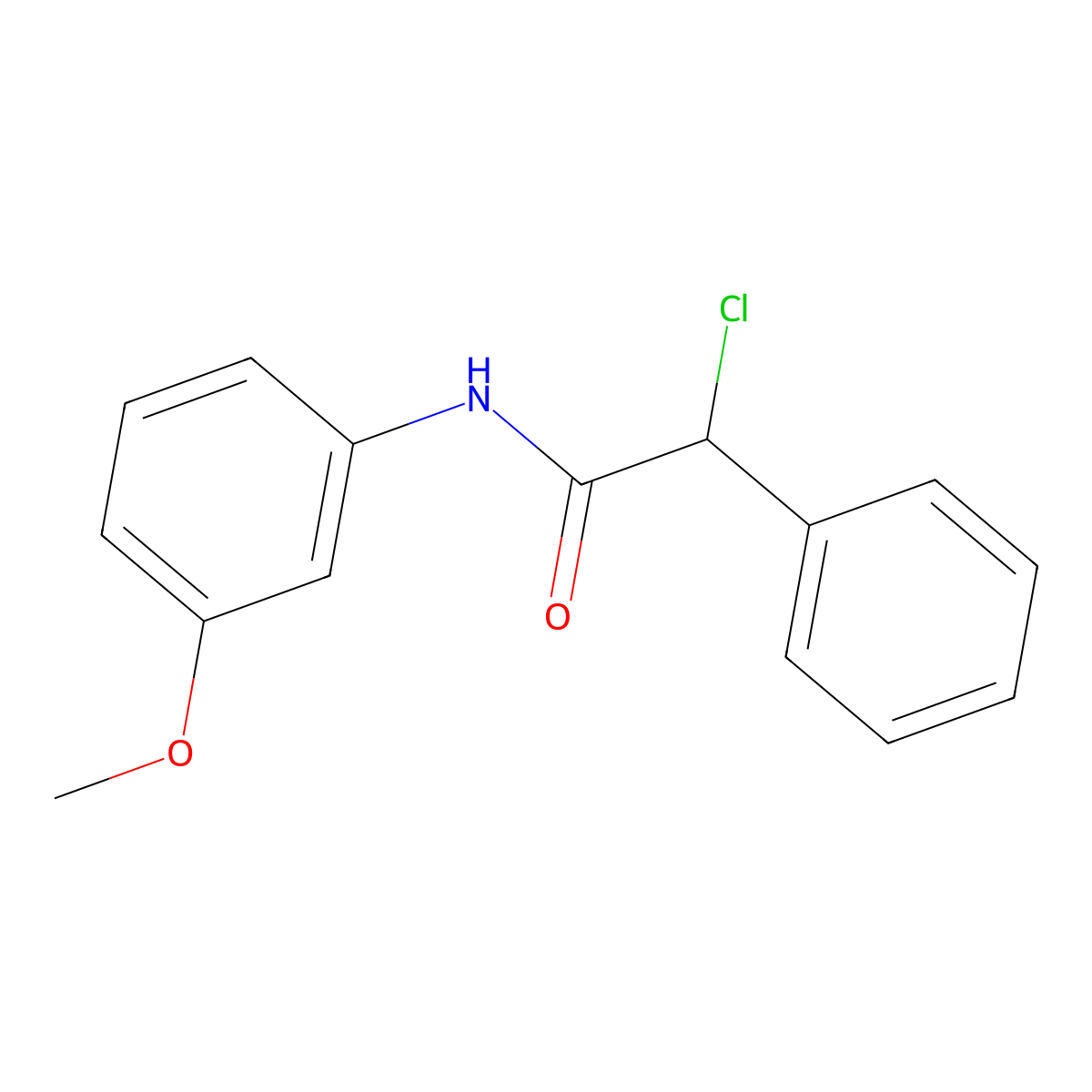 2-chloro-N-(3-methoxyphenyl)-2-phenylacetamide molecular structure, CAS 50916-20-6