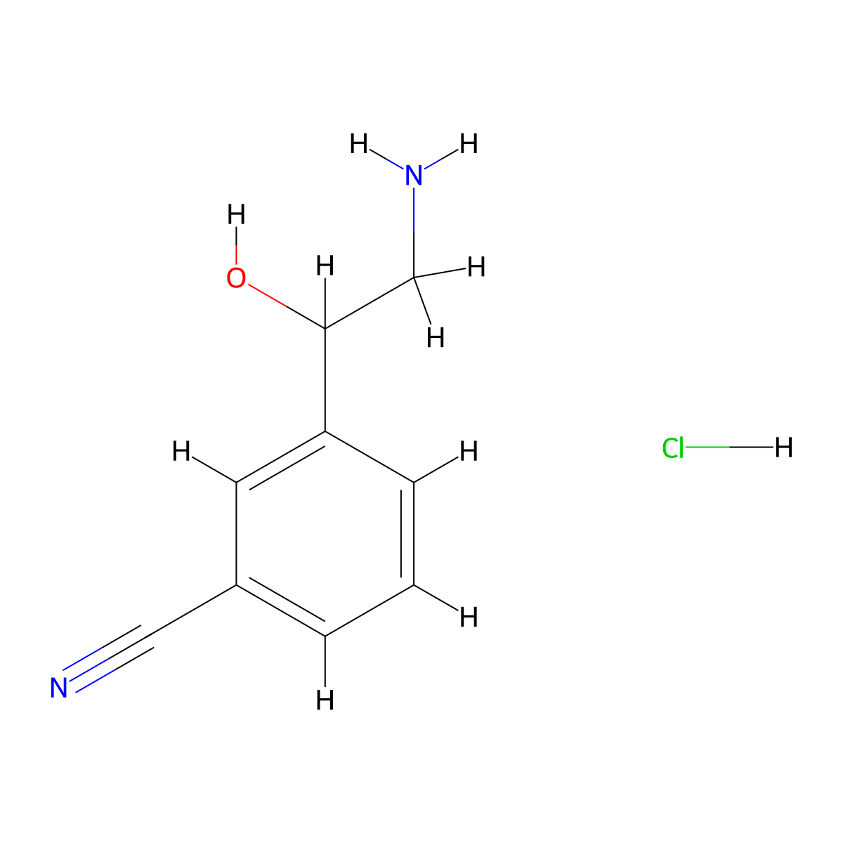 3-(2-Amino-1-hydroxyethyl)benzonitrile hydrochloride molecular structure, CAS 50916-54-6