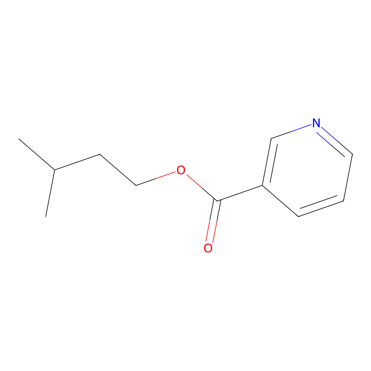 Isopentyl nicotinate molecular structure, CAS 50917-69-6