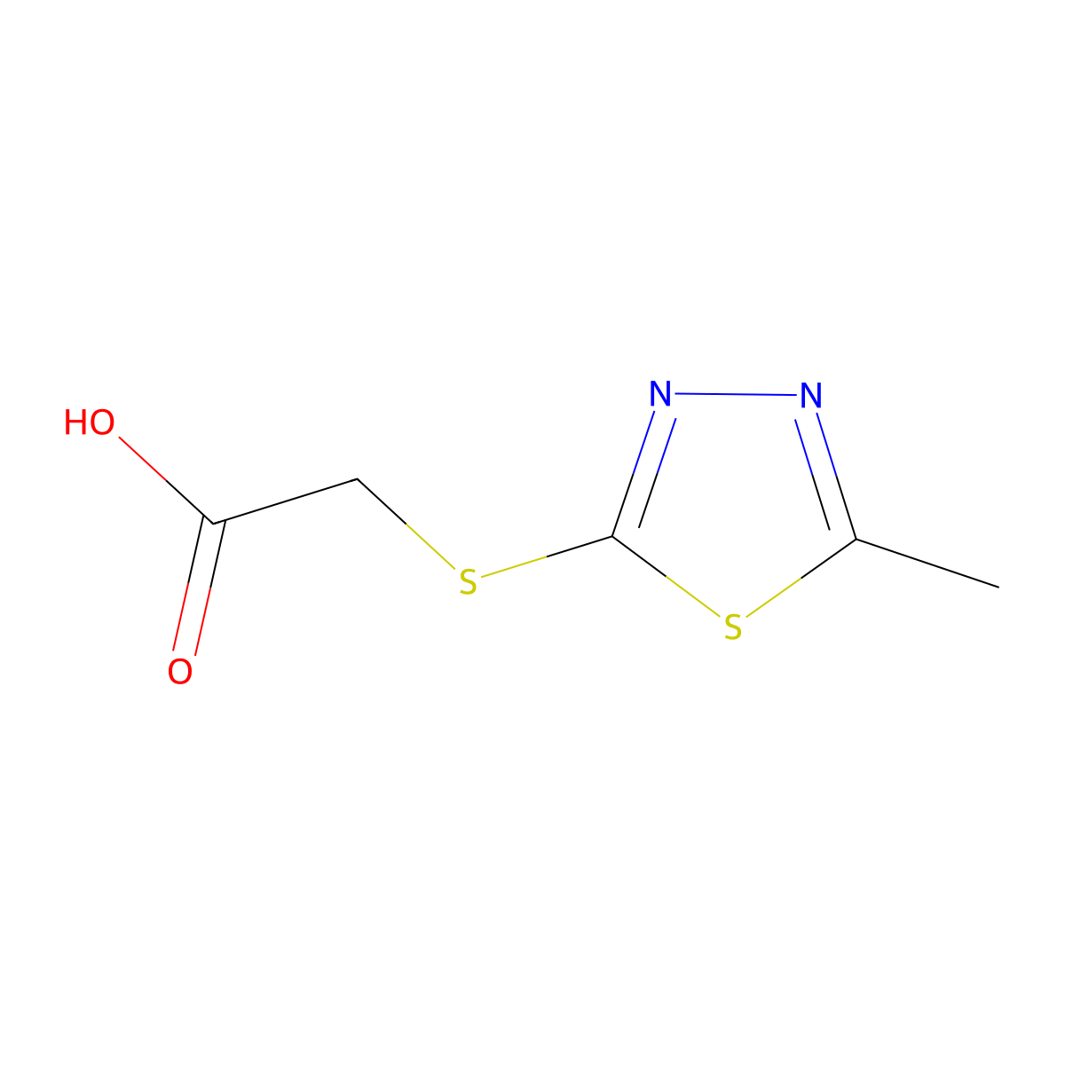 ((5-Methyl-1,3,4-thiadiazol-2-yl)sulfanyl)acetic acid molecular structure, CAS 50918-26-8