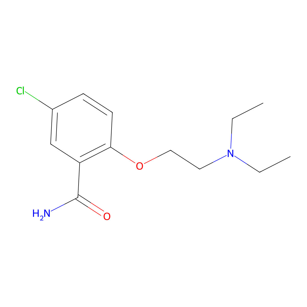 Benzamide, 5-chloro-2-(2-(diethylamino)ethoxy)- molecular structure, CAS 5092-73-9