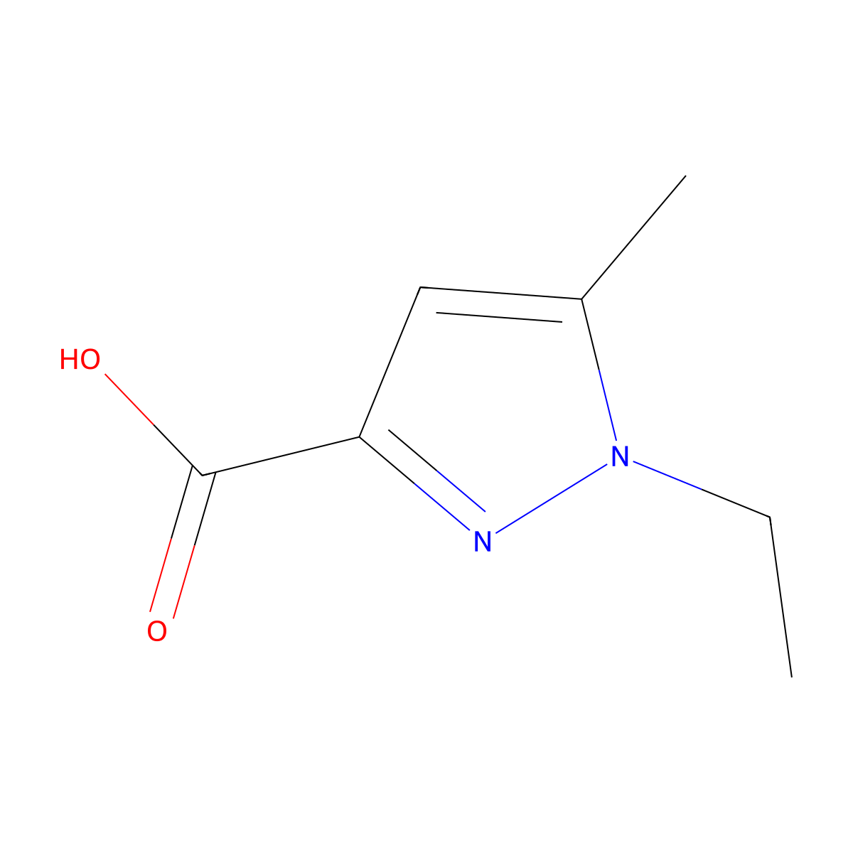 1-Ethyl-5-methyl-1H-pyrazole-3-carboxylic acid molecular structure, CAS 50920-46-2