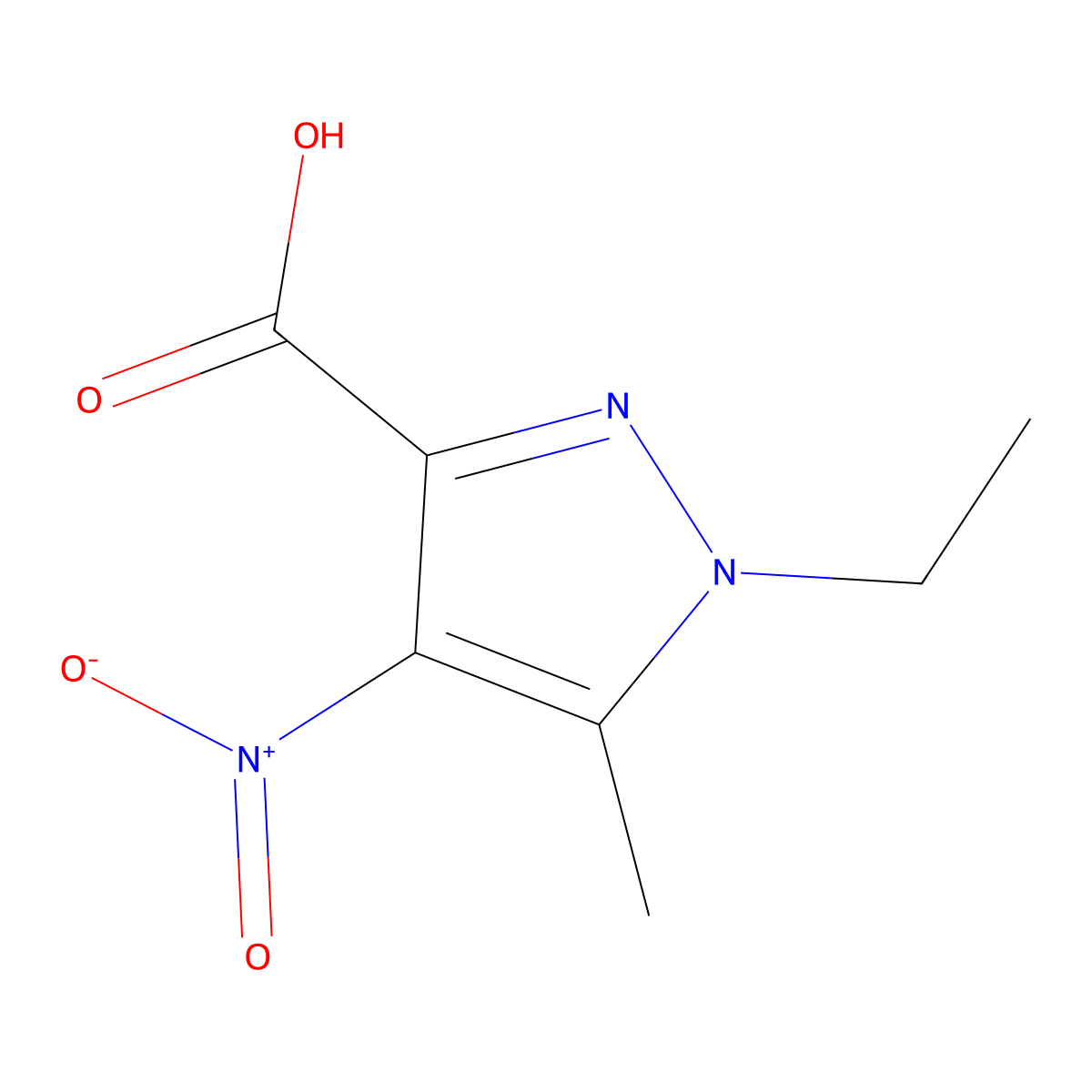 1-Ethyl-5-methyl-4-nitro-1H-pyrazole-3-carboxylic acid molecular structure, CAS 50920-47-3