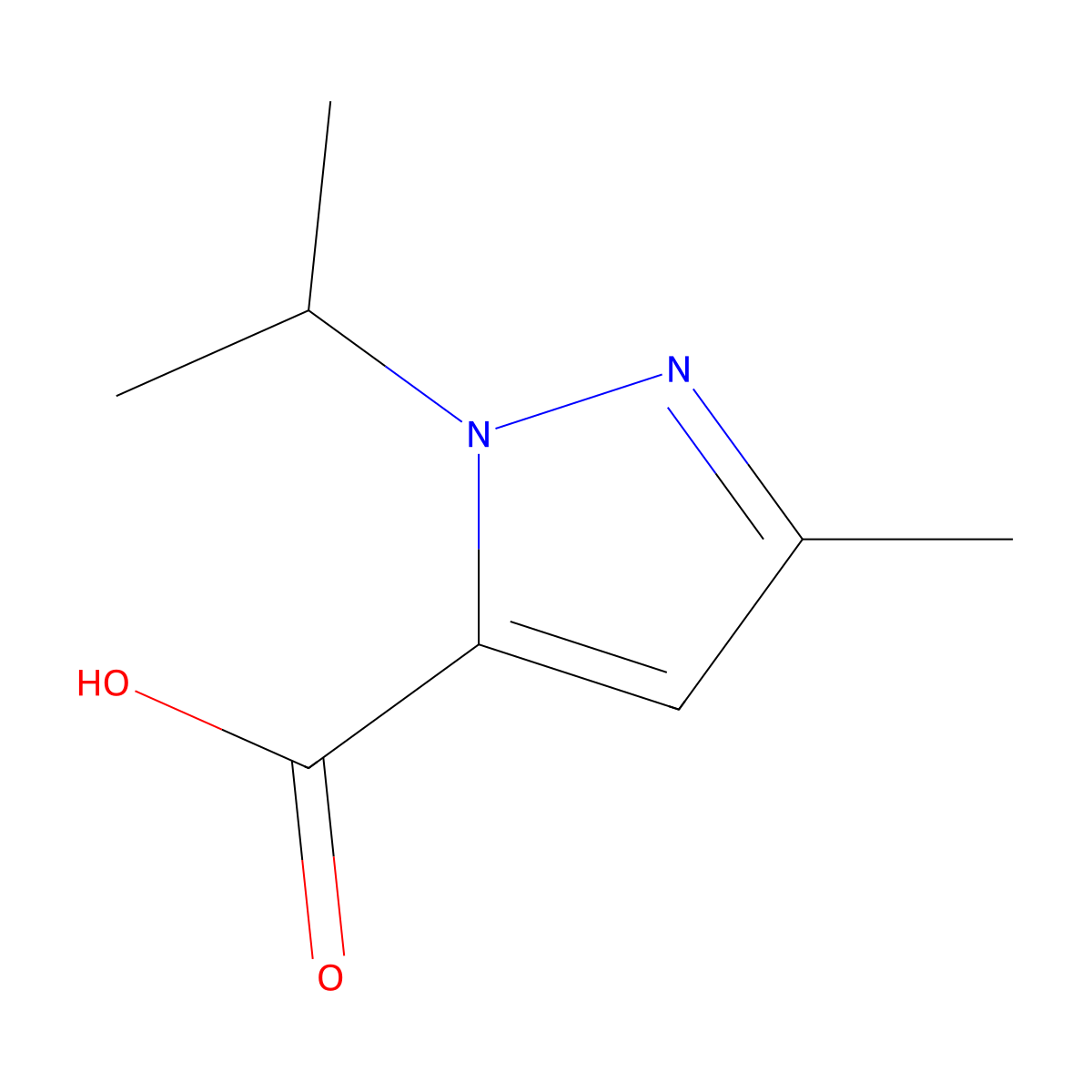 1-isopropyl-3-methyl-1H-pyrazole-5-carboxylic acid molecular structure, CAS 50920-68-8