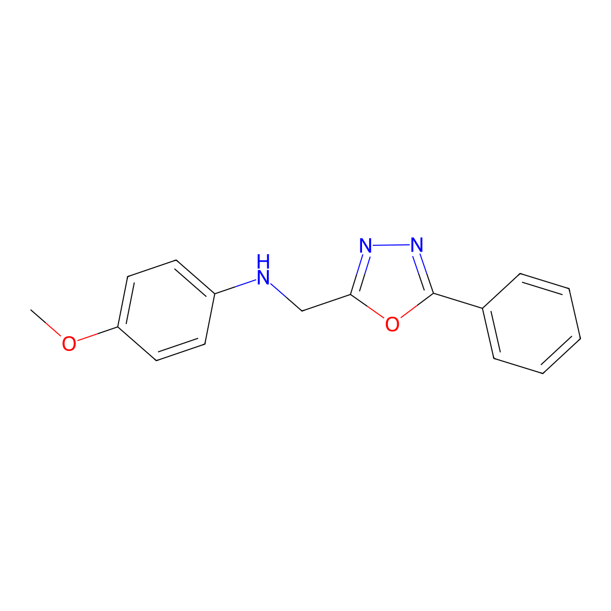 4-methoxy-N-[(5-phenyl-1,3,4-oxadiazol-2-yl)methyl]aniline molecular structure, CAS 50939-80-5
