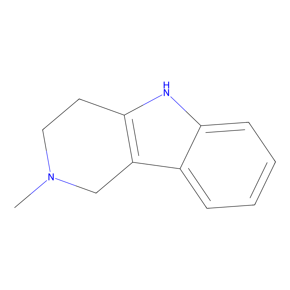 2-methyl-2,3,4,5-tetrahydro-1H-pyrido(4,3-b)indole molecular structure, CAS 5094-12-2