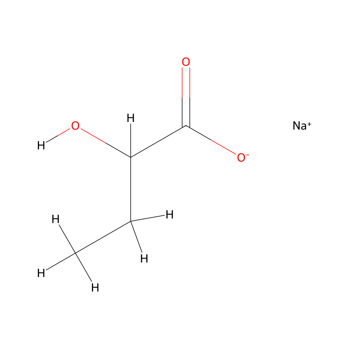 Sodium DL-2-hydroxybutyrate molecular structure, CAS 5094-24-6