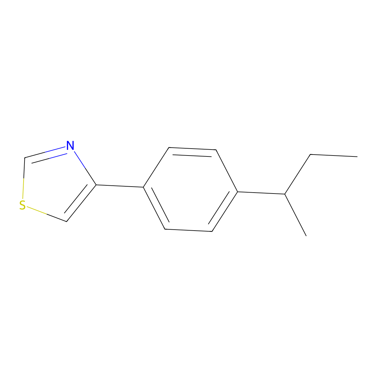 4-(4-Butan-2-ylphenyl)-1,3-thiazole molecular structure, CAS 5095-02-3