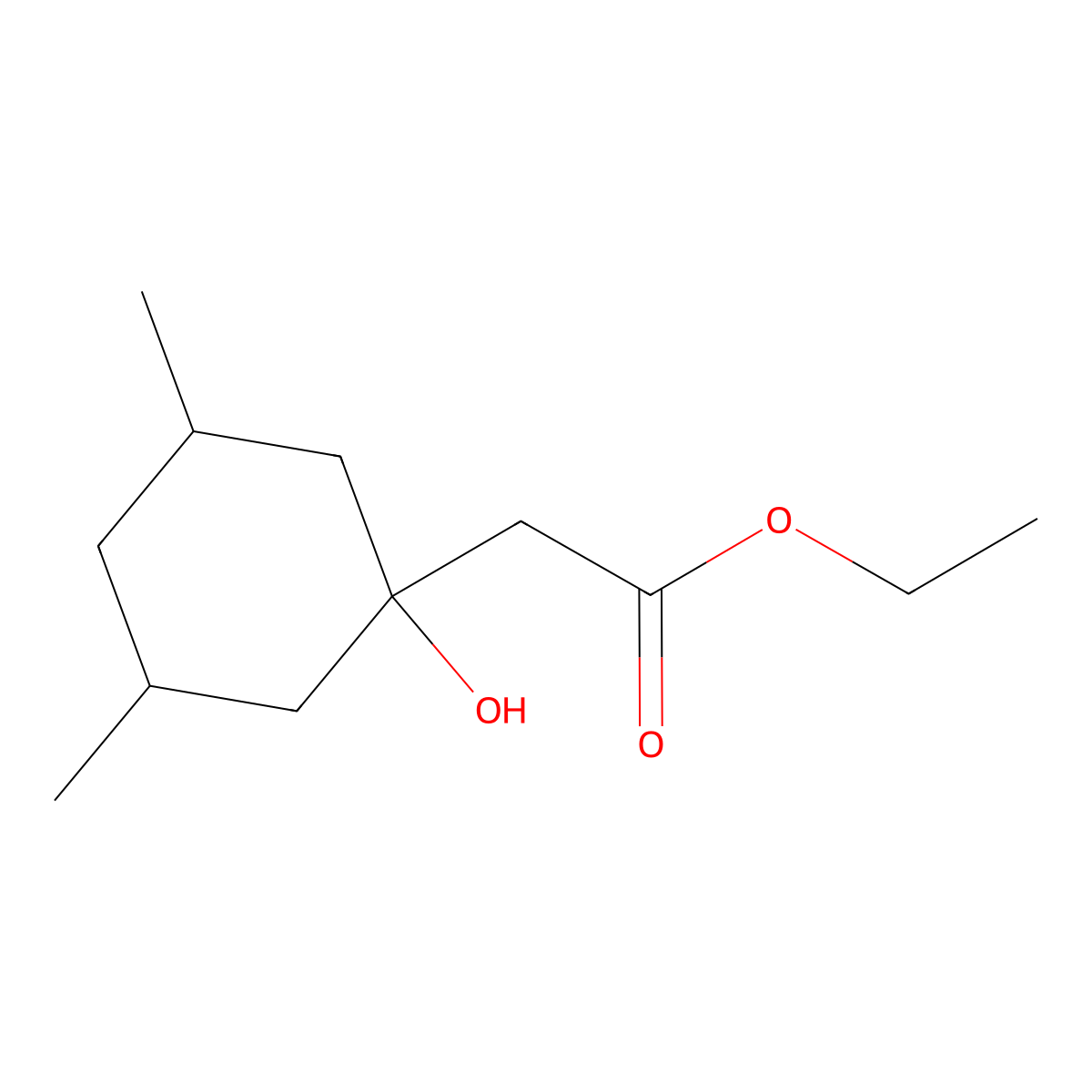 Ethyl 2-(1-hydroxy-3,5-dimethylcyclohexyl)acetate molecular structure, CAS 5095-67-0