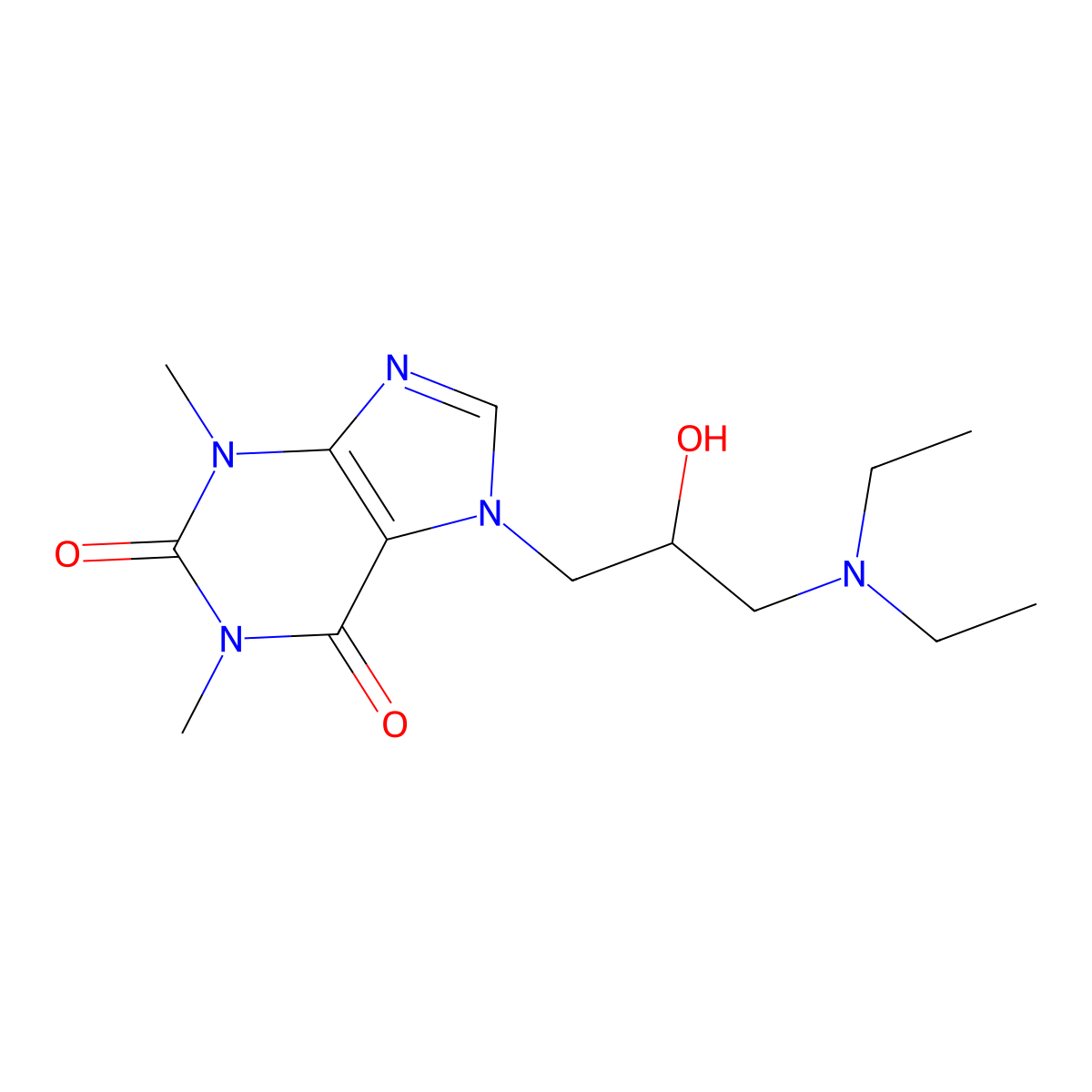 Theophylline, 7-(3-(diethylamino)-2-hydroxypropyl)- molecular structure, CAS 5096-25-3