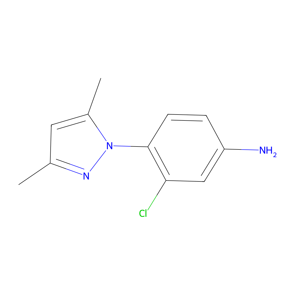 3-chloro-4-(3,5-dimethyl-1H-pyrazol-1-yl)aniline molecular structure, CAS 50964-19-7