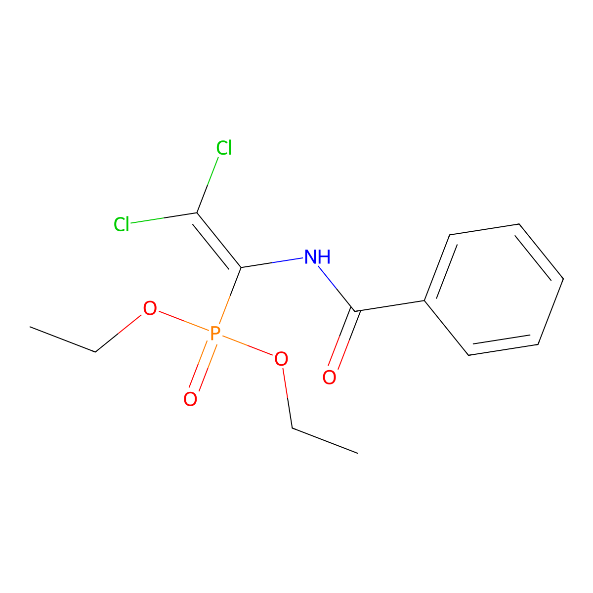 Phosphonic acid, [1-(benzoylamino)-2,2-dichloroethenyl]-, diethyl ester molecular structure, CAS 50966-09-1