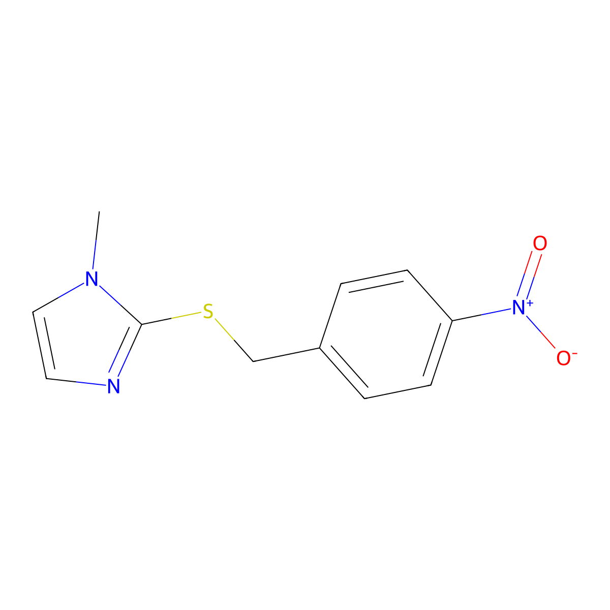 1-methyl-2-[(4-nitrobenzyl)thio]-1H-imidazole molecular structure, CAS 50968-73-5