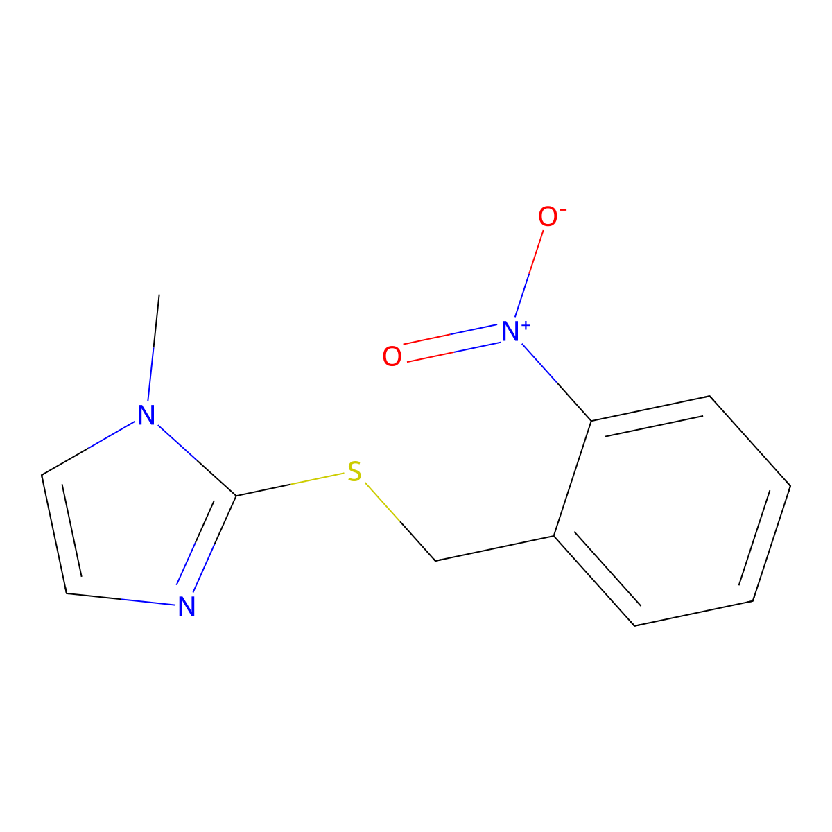 1-methyl-2-{[(2-nitrophenyl)methyl]sulfanyl}-1H-imidazole molecular structure, CAS 50968-81-5