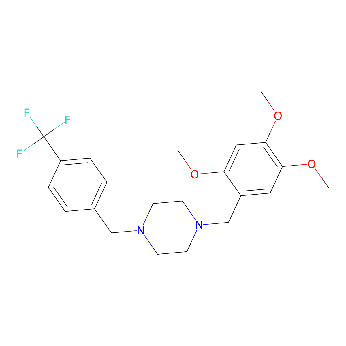 1-[[4-(Trifluoromethyl)phenyl]methyl]-4-[(2,4,5-trimethoxyphenyl)methyl]piperazine molecular structure, CAS 5097-19-8