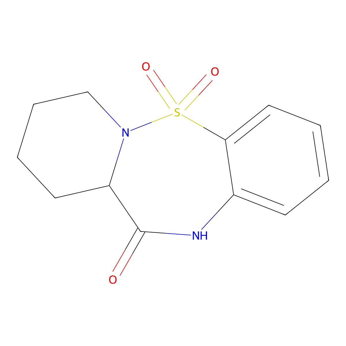 1,3,4,12a-tetrahydro-2H-pyrido[1,2-b][1,2,5]benzothiadiazepin-12(11H)-one 6,6-dioxide molecular structure, CAS 5097-75-6