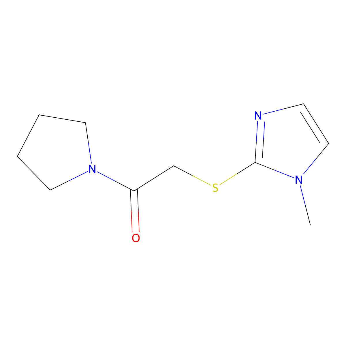 2-(1-Methylimidazol-2-yl)sulfanyl-1-pyrrolidin-1-ylethanone molecular structure, CAS 50970-54-2