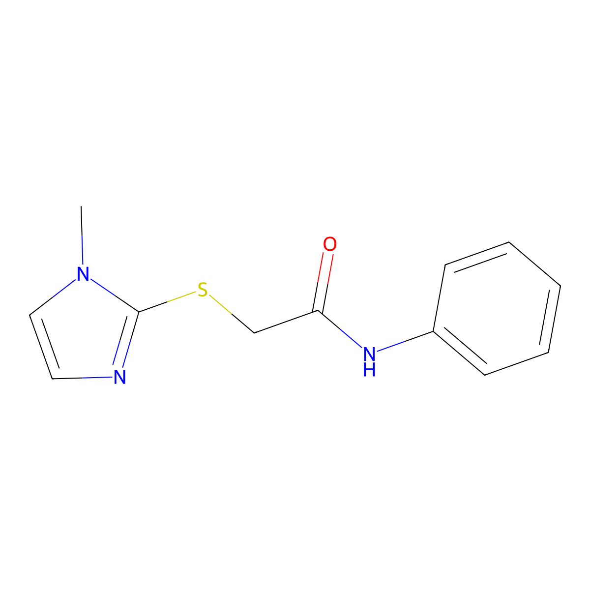 2-(1-Methyl-1H-imidazol-2-ylsulfanyl)-N-phenyl-acetamide molecular structure, CAS 50970-55-3