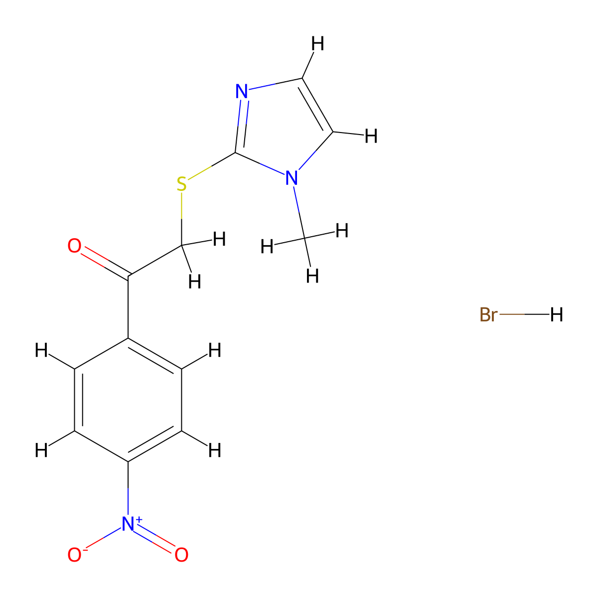 2-(1-Methylimidazol-2-ylthio)-1-(4-nitrophenyl)ethan-1-one, bromide molecular structure, CAS 50970-64-4
