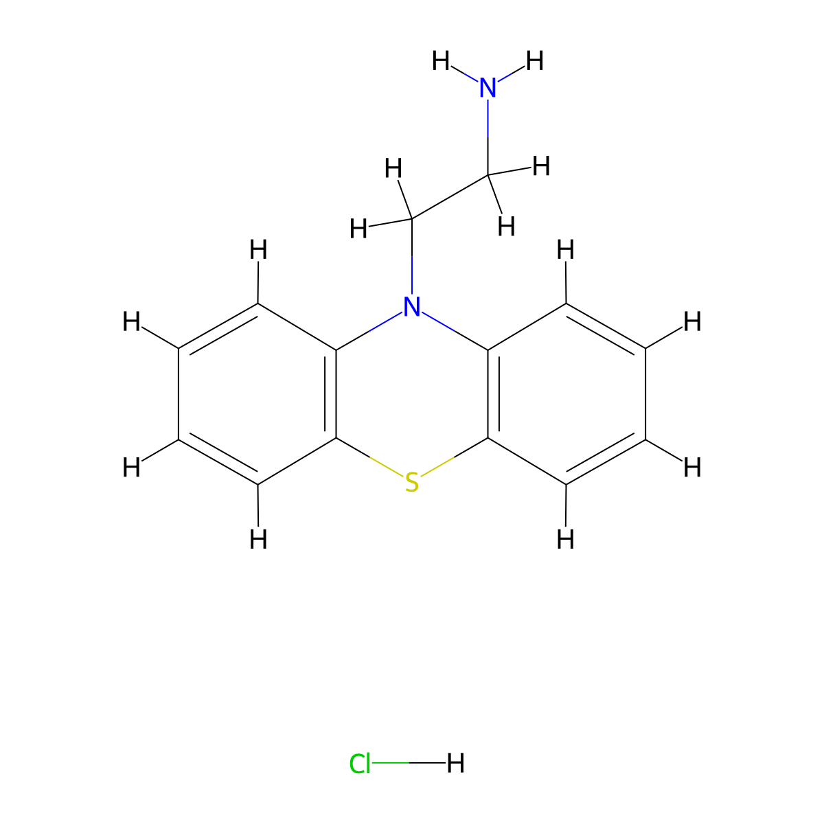 2-(10H-phenothiazin-10-yl)ethan-1-amine hydrochloride molecular structure, CAS 50971-79-4