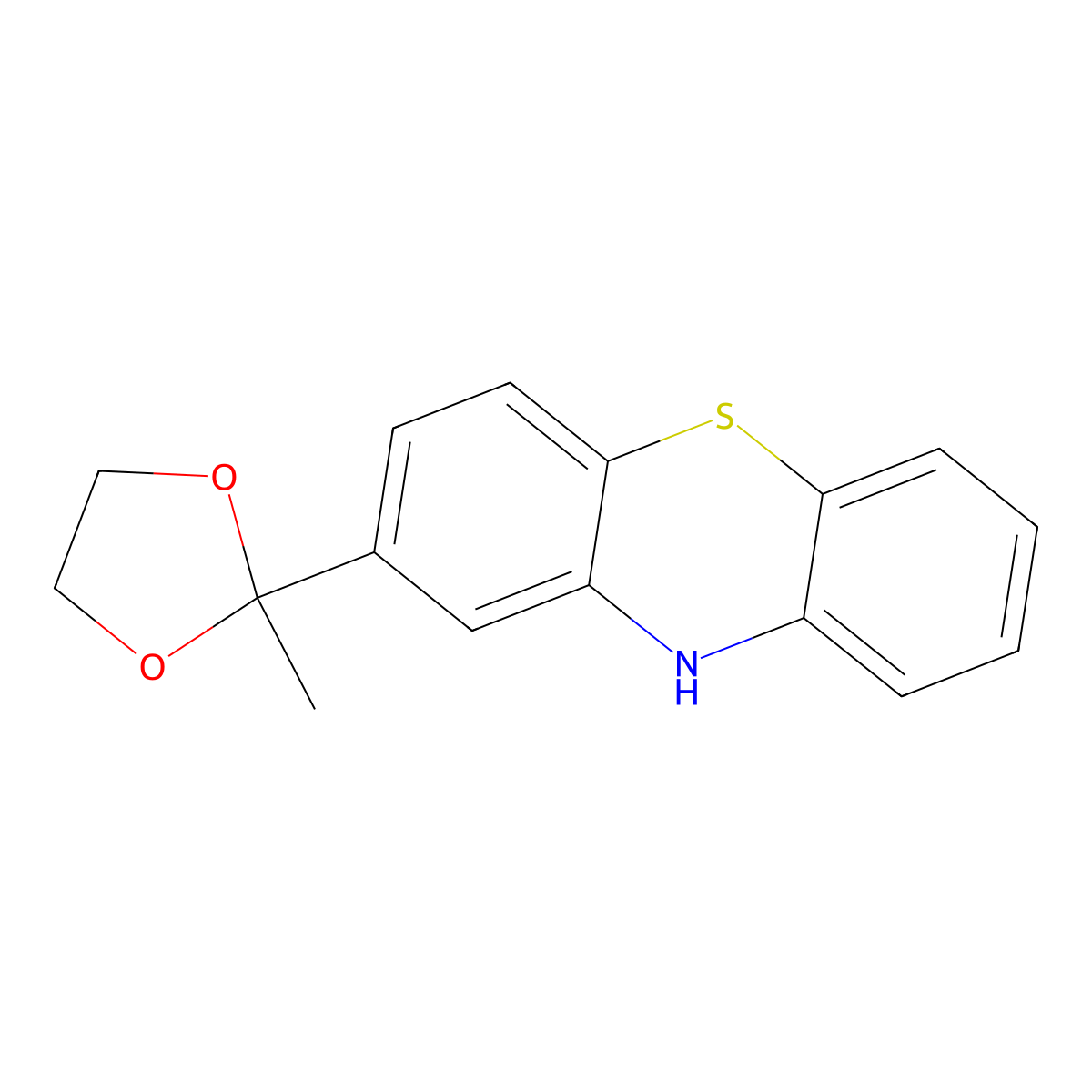2-(2-Methyl-1,3-dioxolan-2-yl)-10H-phenothiazine molecular structure, CAS 50971-92-1