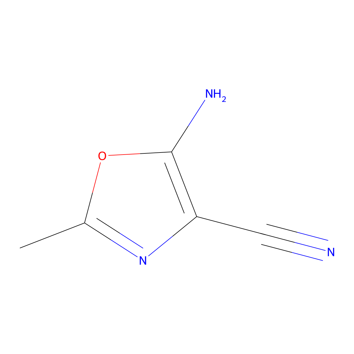 5-Amino-2-methyl-1,3-oxazole-4-carbonitrile molecular structure, CAS 5098-16-8