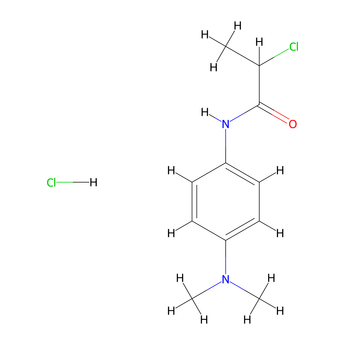 2-chloro-N-(4-(dimethylamino)phenyl)propanamide hydrochloride molecular structure, CAS 50983-91-0