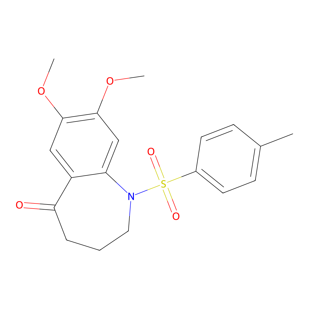 7,8-dimethoxy-1-(4-methylphenyl)sulfonyl-3,4-dihydro-2H-1-benzazepin-5-one molecular structure, CAS 50998-75-9