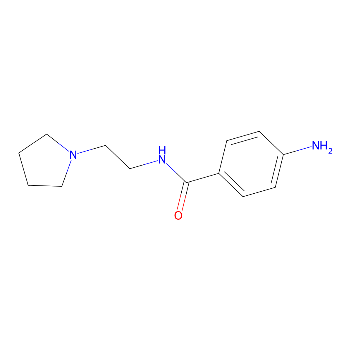4-amino-N-[2-(pyrrolidin-1-yl)ethyl]benzamide molecular structure, CAS 51-07-0