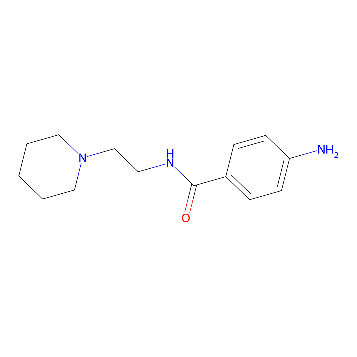 4-Amino-N-[2-(1-piperidinyl)ethyl]benzamide molecular structure, CAS 51-08-1