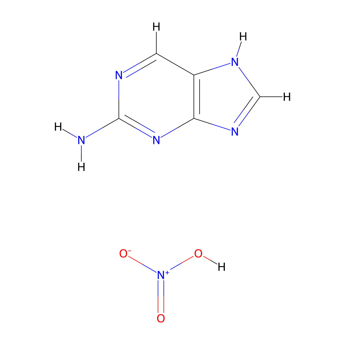 2-Aminopurine nitrate molecular structure, CAS 51-16-1