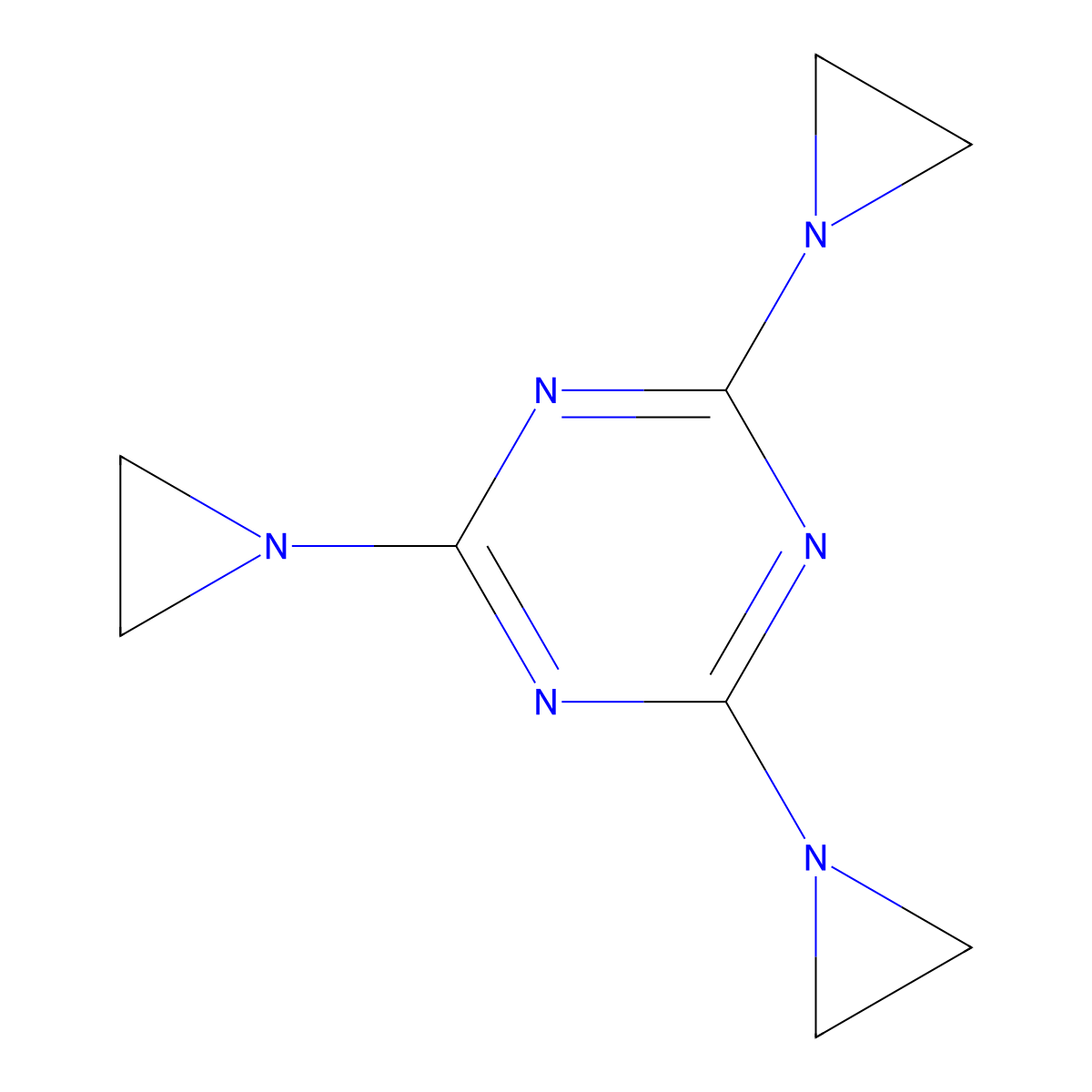 Triethylenemelamine molecular structure, CAS 51-18-3