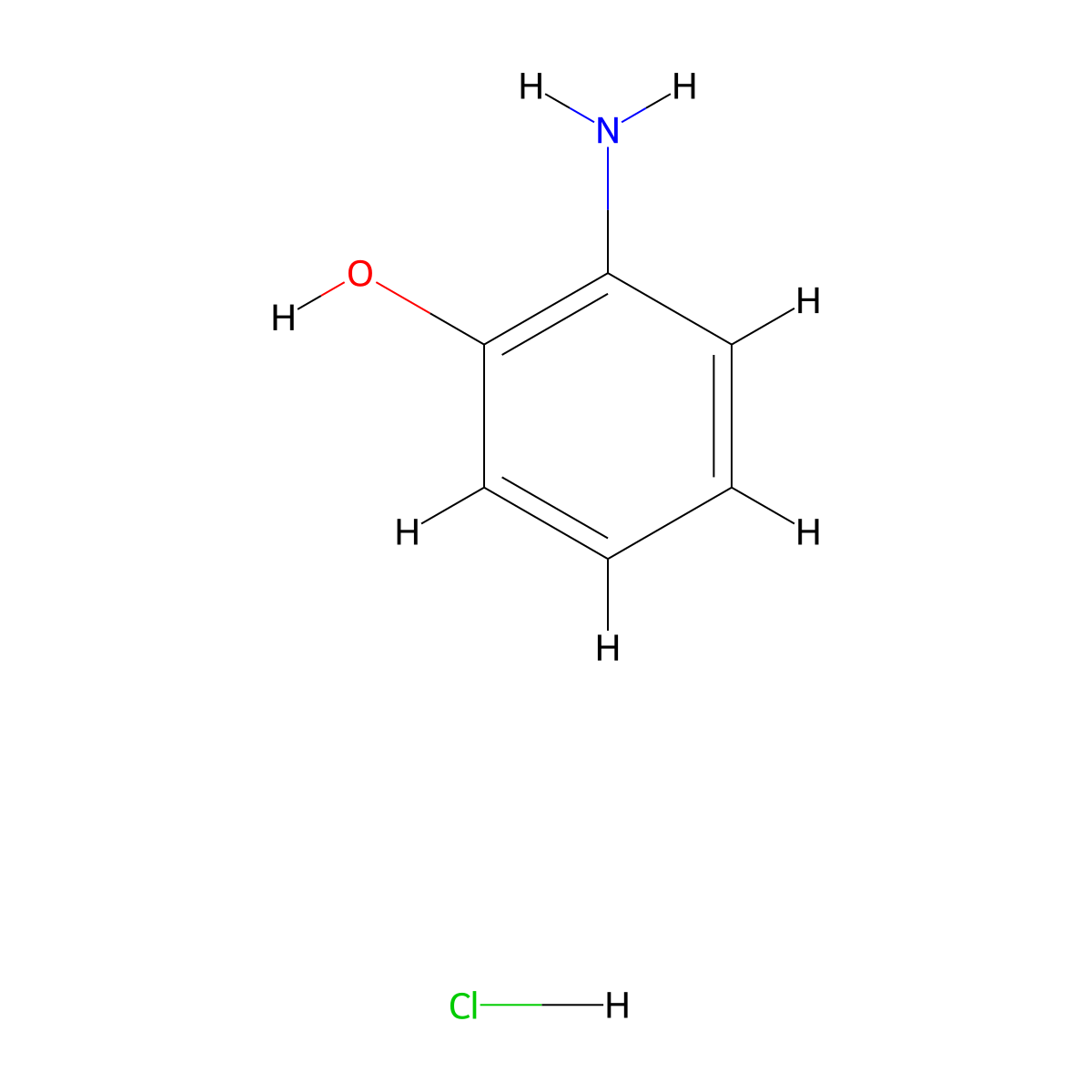 2-Aminophenol hydrochloride molecular structure, CAS 51-19-4
